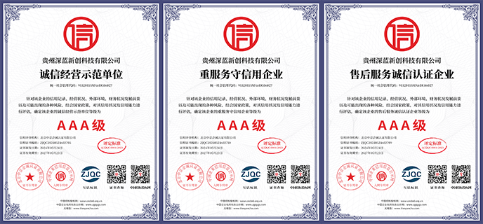 三项 AAA 级诚信认证